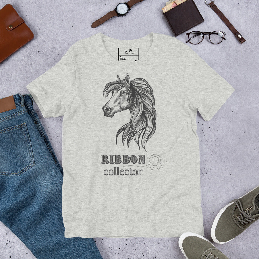 Ribbon Collector Adult Tee, Equestrian Show Day Shirt, Horse Lover Casual Apparel, Canter and Charm Exclusive, Rider's Gift, Horse Sketch Art