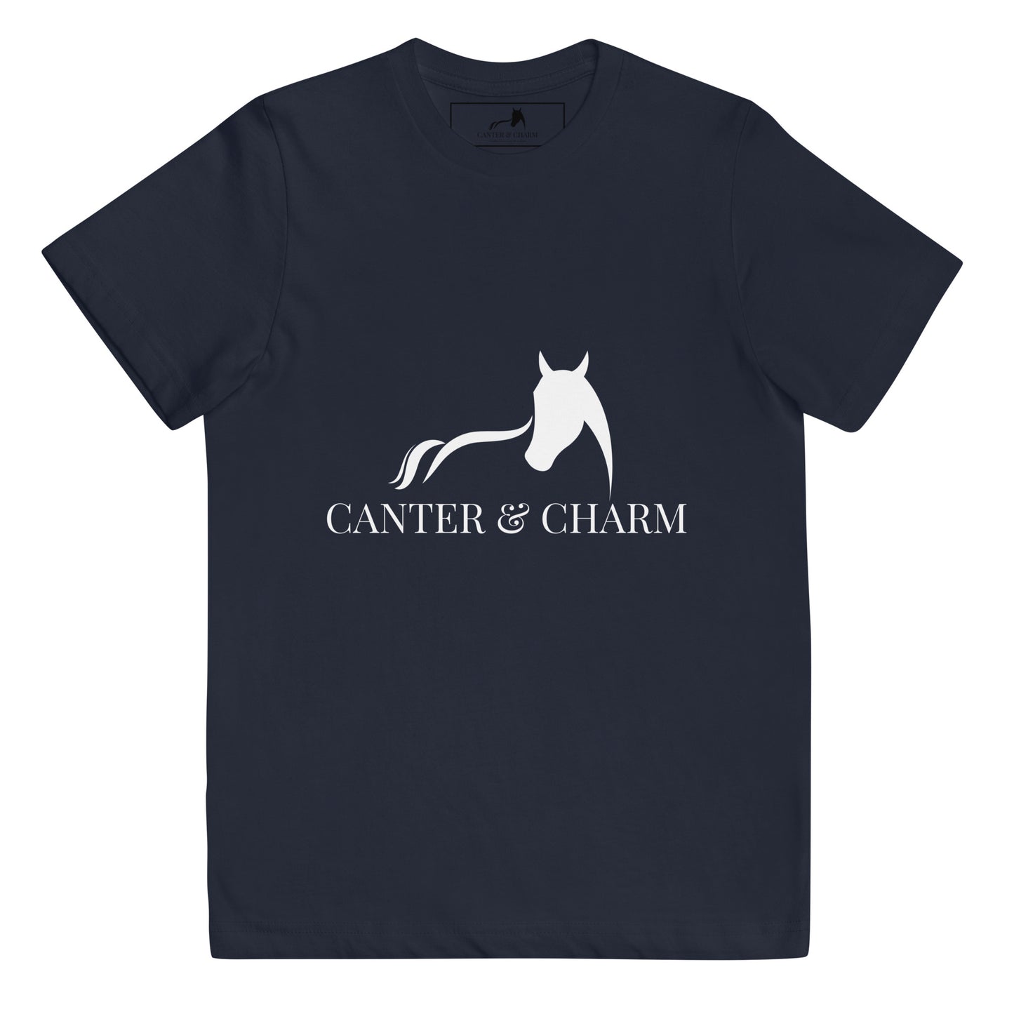 Canter & Charm Youth Logo Tee - Crew Neck, Youth Sizes - Equestrian Apparel - Horse Lover Gift - Equine Fashion