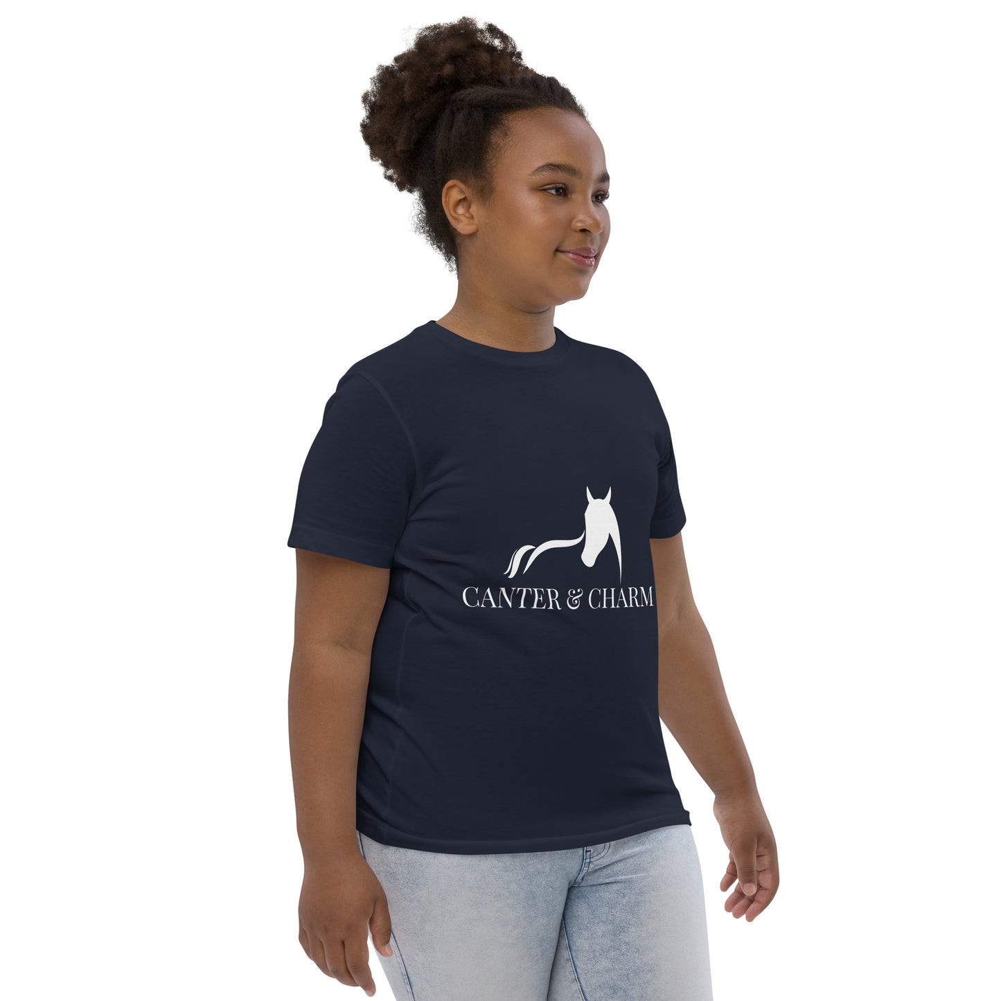 Canter & Charm Youth Logo Tee - Crew Neck, Youth Sizes - Equestrian Apparel - Horse Lover Gift - Equine Fashion